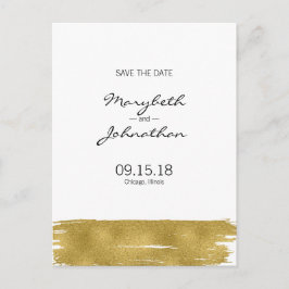 Modern guld penseldrag Save The Date-brevkort Meddelande Vykort
