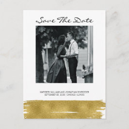 Modern Guld Penseldrag Save The Date Postkort Meddelande Vykort