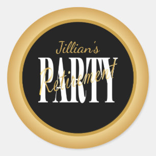 Modern Guld Pension Party Stickers Runt Klistermärke