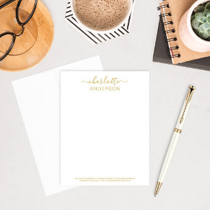 Modern Guld Personlig Calligraphy Namn Business Anteckningskort