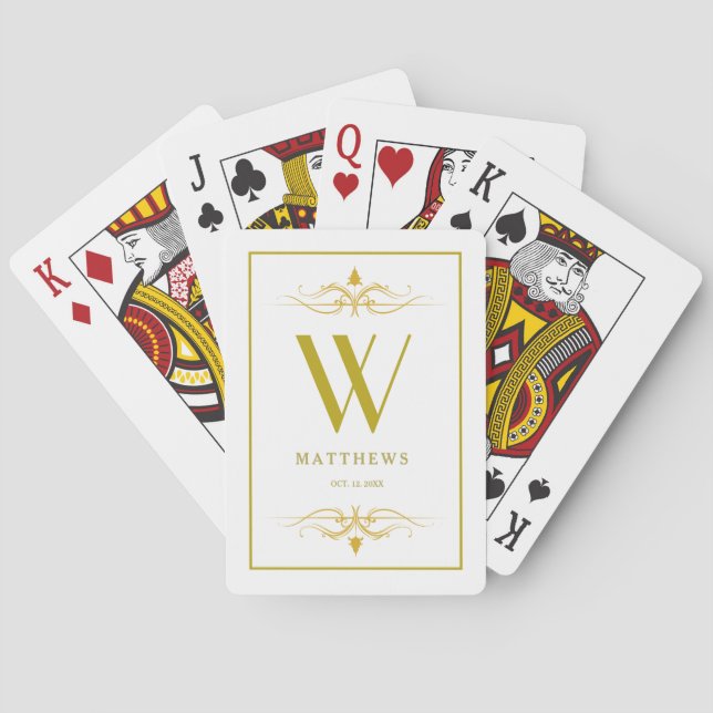 Modern guld Personlig Monogram och Namn Casinokort (Baksidan)