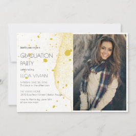 Modern Guld Photo Studentfest Inbjudningar