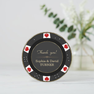 Modern Guld Poker Chip Bröllop Tack Kort