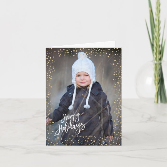 Modern guld-punkt med vit brev Glad helg (Framsida)