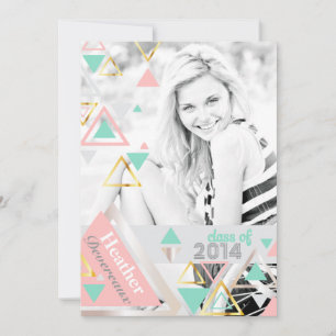 Modern Guld Pyramids Senior Photo Studenten Inbjudningar