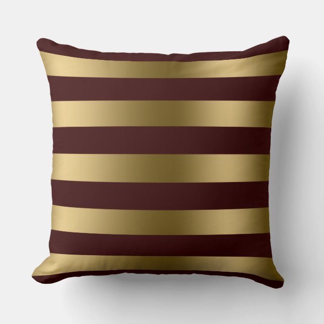 Modern Guld Rand Burgundy Red Background Kudde (Framsida)