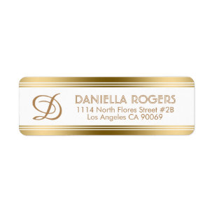 Modern Guld Rand med Monogram Returadress Etikett