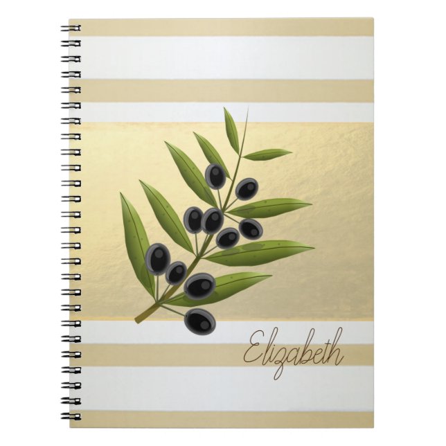 Modern Guld Rand, Olive Gren - Personlig Anteckningsbok (Framsidan)