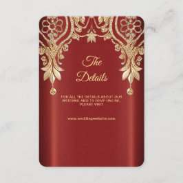 Modern Guld Red Blommigt-detaljförslutningskort Tilläggskort