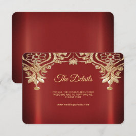 Modern Guld Red Blommigt-detaljförslutningskort Tilläggskort