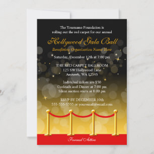 Modern Guld Red Carpet Hollywood Fundraiser Inbjudningar
