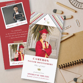 Modern Guld Red Diagonal Rand Photo Studenten Meddelande