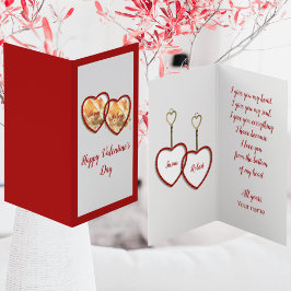 Modern Guld Red & White Heart Kärlek Valentines da Kort