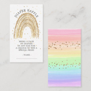 Modern guld regnbåge baby shower blöja lotteri tilläggskort