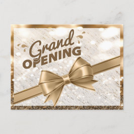 Modern Guld Ribbon Grand Open Inbjudan Vykort