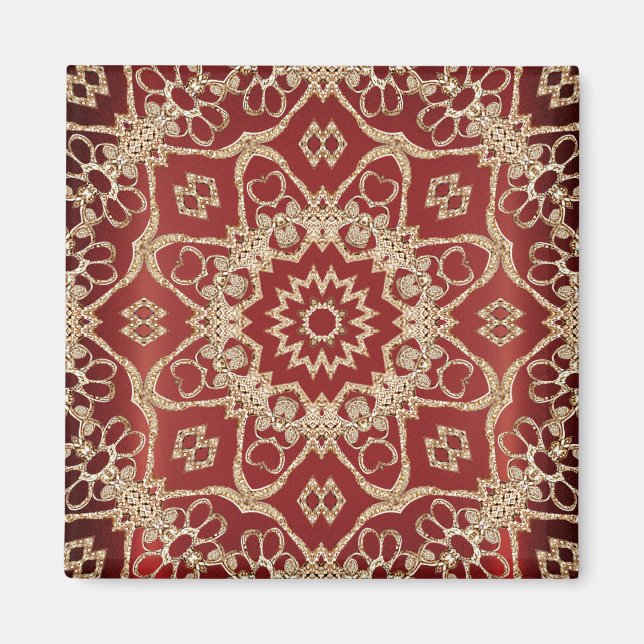 Modern guld röd blomster magnet (Framsidan)