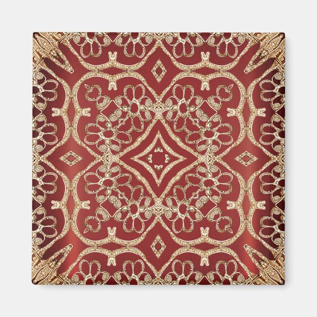 Modern guld röd blomster magnet (Framsidan)