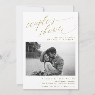 Modern Guld Romantic Photo Couples Möhippa Inbjudningar