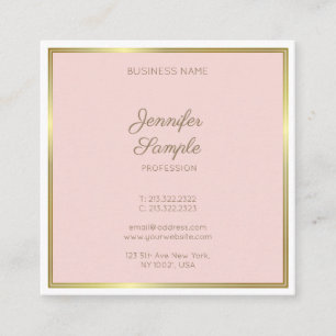 Modern Guld Rosa Calligraphy-skript Luxury Fyrkantigt Visitkort