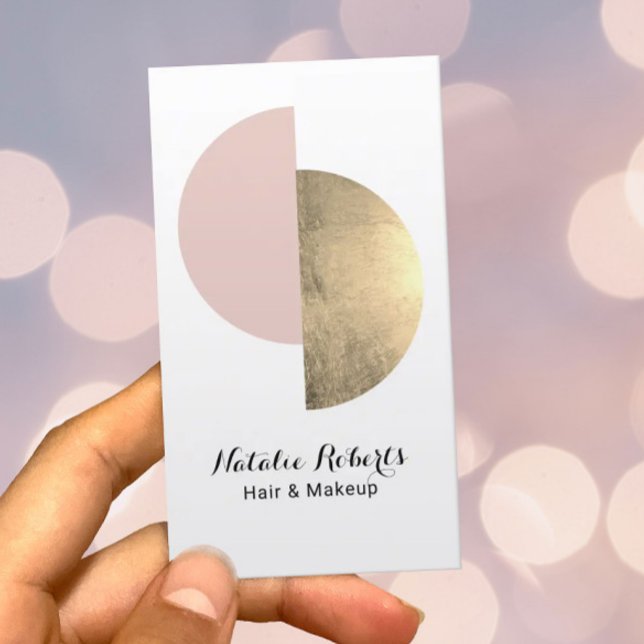Modern Guld  Rosa Circle Makeup Artist & Hair Visitkort (Skapare uppladdad)