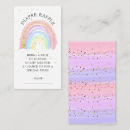 Modern Guld Rosa Rainbow Baby Diaper Raffle Tilläggskort
