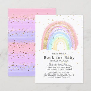 Modern Guld Rosa Rainbow Bok för Baby-kort Tilläggskort