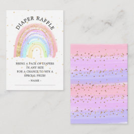 Modern Guld Rosa Rainbow Diaper Raffle Biljett Tilläggskort
