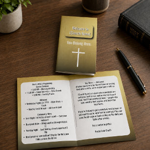Modern guld samtida kyrkobulletin reklamblad