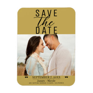 Modern Guld Save the Date Bröllopsfoto Magnet
