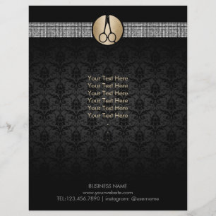 Modern guld sax logotyp damask frisör reklamblad