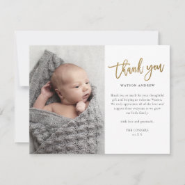 Modern Guld Script 2 Photo Baby Tack Kort