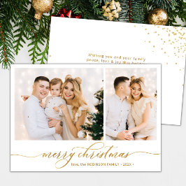 Modern Guld Script 2 Photo Collage jul Julkort