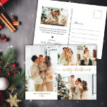 Modern Guld Script 5 Photo Collage-jul Vykort<br><div class="desc">Budgeterat minimalistiskt skript för Guld-kalligrafi av Elegant, fotopatset för att dölja julklapp. Den här snygga, enkla 5 (5) fotokortsmallen har en söt fotokollage (på bild 4 och bild 1), en hälsning-text "God jul" som är skriven i ett vackert handskrivet helgdag, snabbt bytt svan-teckensnitt i guld på vit färg-bakgrund. På baksidan...</div>