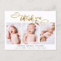 Modern Guld Script Baby Photo Collage Tack