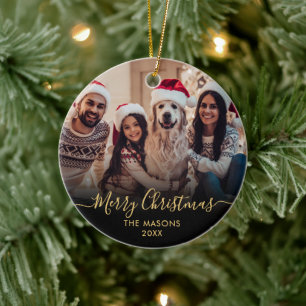 Modern Guld Script Black 2 Photo God jul Julgransprydnad Keramik