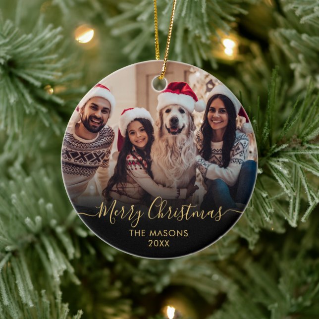 Modern Guld Script Black 2 Photo God jul Julgransprydnad Keramik (Träd)