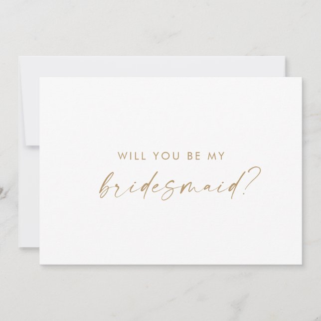 Modern Guld Script Bridesmaid Frieri kort (Framsida)