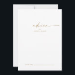 Modern Guld Script Bröllop Adapter Rådkort<br><div class="desc">Detta moderna bröllop-manuskort i guld är perfekt för ett minimalistiskt bröllop och kan användas för alla händelser. Den enkla utformningen av gult guld färg har en unik industriell stil med modern boho stil. Anpassade i alla färg. Behålla designen minimal och elegant, som den är, eller anpassa den genom att lägga...</div>