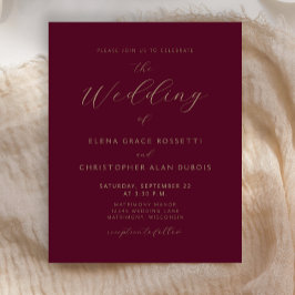 Modern Guld Script Burgundy Bröllop