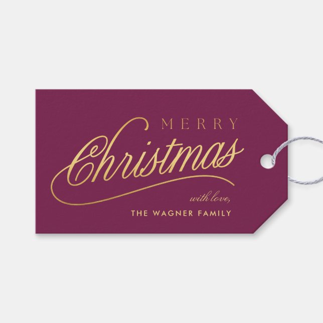 Modern Guld Script God jul Presentetikett (Framsidan (Horisontell))