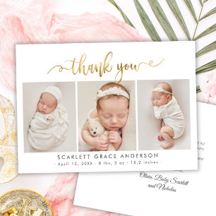 Modern Guld Script Newborn 3 Baby Photo Tack