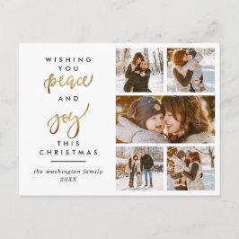Modern Guld Script Peace & Joy jul 5 - foto Vykort