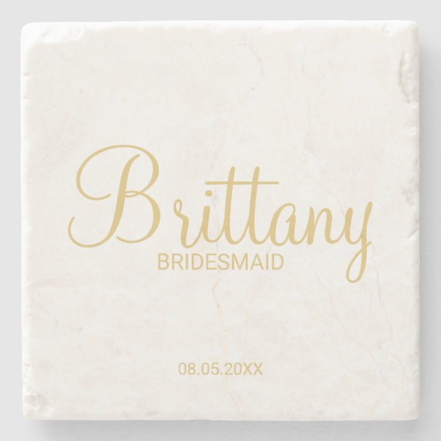 Modern Guld Script Personlig Bridesmaids Stenunderlägg (Framsidan)