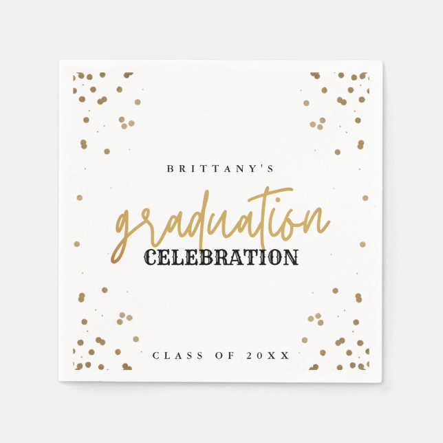Modern Guld Script Studentfest Napkins Pappersservett (Framsidan)