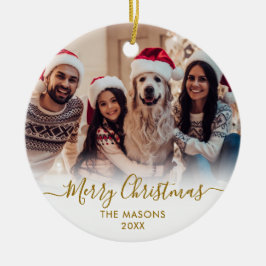 Modern Guld Script White2 Photo God jul Julgransprydnad Keramik