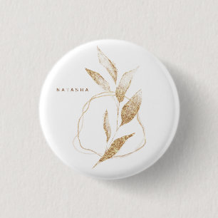 Modern Guld Shape Botanical Löv Bridesmaid Knapp