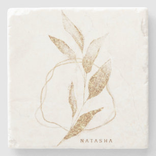 Modern Guld Shape Botanical Löv Bridesmaid Stenunderlägg