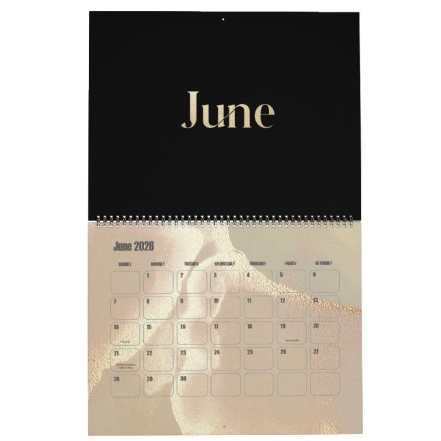 Modern Guld Shimmer Chic Kalender (Jun 2026)