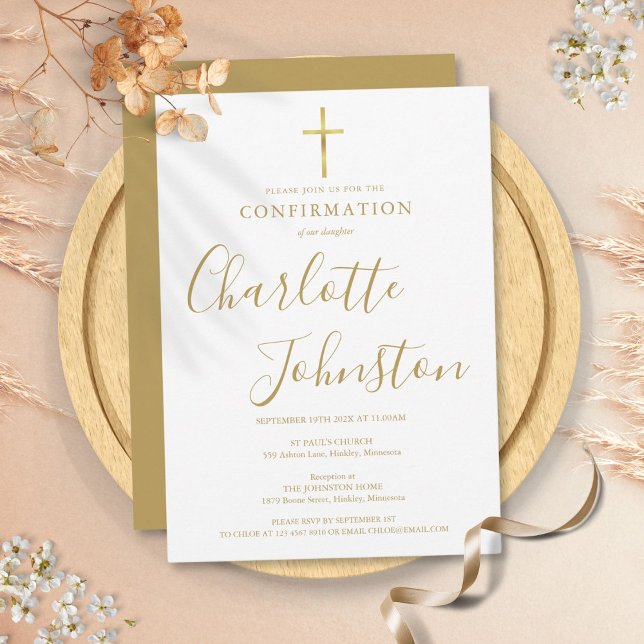Modern guld-signeringsbekräftelse inbjudningar (Modern Golden Signature Confirmation Invitation)