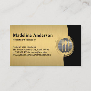 Modern Guld Silver Metallic Silverware Logotyp Visitkort